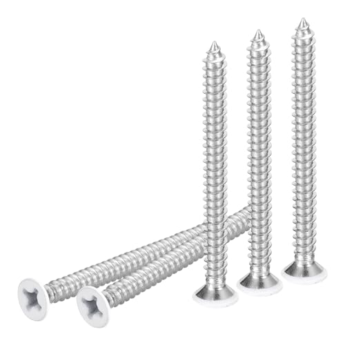 DTGN 50個 #12x2-1/2" 丸頭木ねじ 304ステンレス鋼 白 十字頭自己攻釘 - 木工 家具に最適 - 白