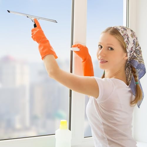 Miniatura 5 de Tibapla Escobillas De Goma Profesional, Rasqueta Limpiacristales Multiusos De 35cm, Rasqueta De Silicona Para Ventana, Limpiacristales De Acero Inoxidable Para Baño, Cristal, Puerta De Ducha