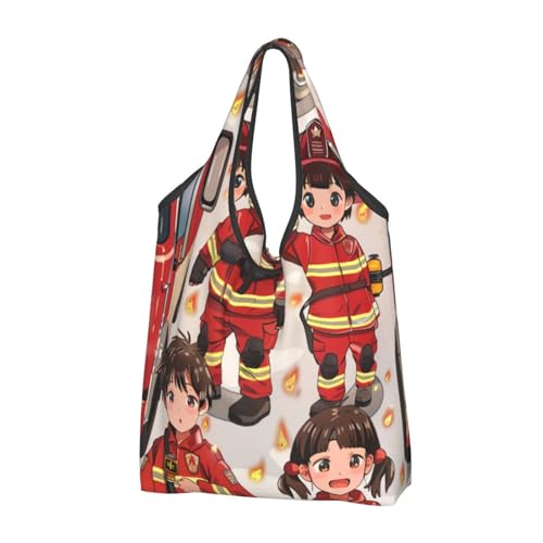 Sac d'épicerie lavable à motif camion de pompiers contre la saleté