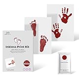 2 PCS Newborn Inkless Monthly Milestone Family Baby Handprint Footprint Kit Ink Pad for Baby Hand and Footprints Dog Paw Print Kit Dog Nose Print Kit Newborn Print Kit Baby Shower Gifts (Red)