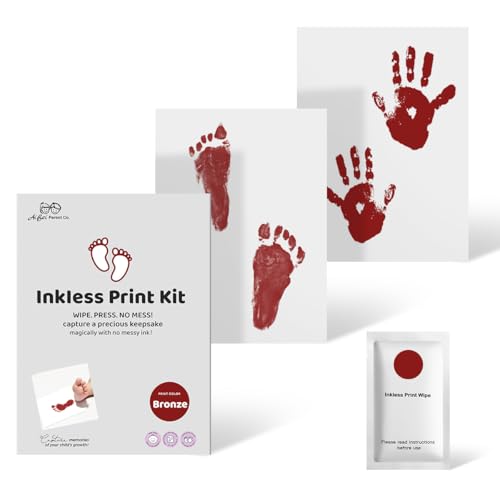 2 PCS Newborn Inkless Monthly Milestone Family Baby Handprint Footprint Kit Ink Pad for Baby Hand and Footprints Dog Paw Print Kit Dog Nose Print Kit Newborn Print Kit Baby Shower Gifts (Red)