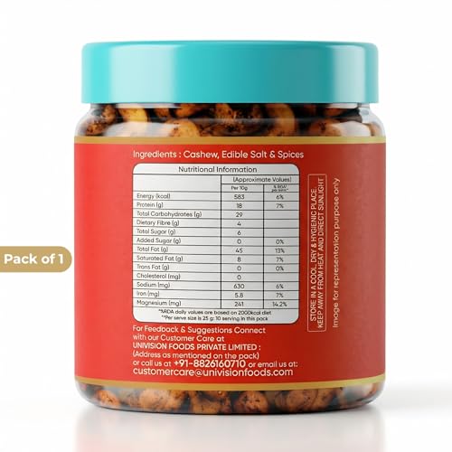 Image of Tauffa Barbeque Cashews 250g | Smoky BBQ Roasted Whole Kaju | Crunchy Masala Kaaju Nuts | Ready-to-Eat | No Added Oil or Colours