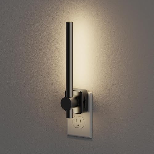 Image of JandCase Night Lights Plug into Wall,0-200LM Dimmable LED Nightlights, Daylight White 5000K Vanity Night Light with Auto Light Sensor for Bathroom Dressing Room, 1 Pack