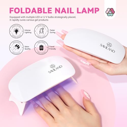 Image of SAVILAND Acrylic Nail Kit with Everything: Professional Nails Kit Set for Beginner Acrylic Powder & Liquid Gel Polish Kit U V Light Full Nail Supplies Essential Tools DIY Home Salon Christmas Gift