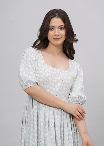 Image of Daevish Women's Rayon Fit and Flare Midi Casual Dress