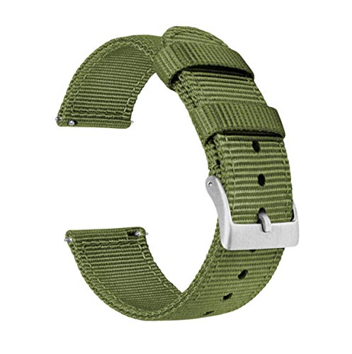 18mm Army Green - Two-piece NATOÂ® Style Ballistic Nylon Watch Straps - BARTON Watch Bands