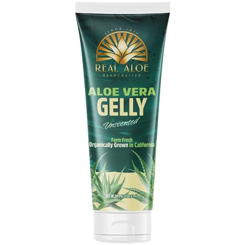 Image of Real Aloe Aloe Vera Gelly (8 fl oz) | Organic Inner Leaf Aloe for Face, Skin & Hair | Unscented, Non-Sticky Hydration | After Sun & Daily Moisturize