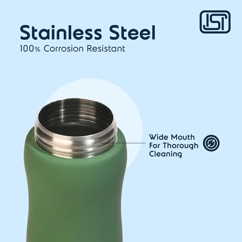 Image of Headway by rabitat Oslo Thermos Water Bottle with Infuser Meridian Green 750 ml | 2 Years Brand Warranty | Triple Layer Vacuum Insulated Flask | Hot and Cold Steel Water Bottle | ISI Certified