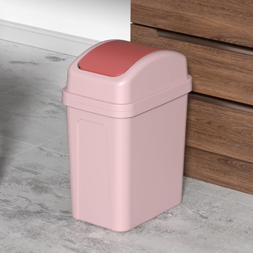 Image of Cand 4-Pack 1.8 Gallon Swing Lid Garbage Can, Pink | Plastic Small Trash Can with Lid