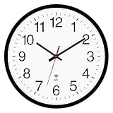 Koosome WiFi Analog Wall Clock with Auto Sync Time & DST, 12 Inch Silent Battery Operated Smart Wall Clock Modern Classic Style for Office Living Room Bedroom Kitchen Home (Black)