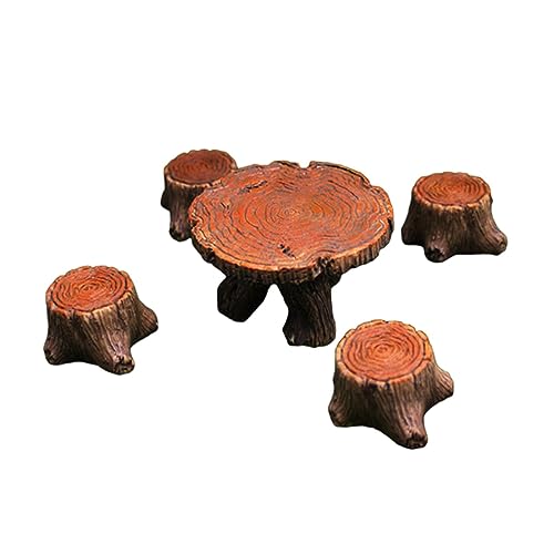 Maison de poupée féerique : table et chaises souches d'arbre pour décor miniature enchanté