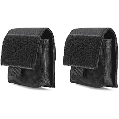 Azarxis Tactical Cigarette Pouches, Multi-Purpose Small Battery Case Compact Utility EDC Card Slot Cigar Holder Waist Bags Military Molle Pack Sundries Storage Pack (Black - 2 Pack) Cover