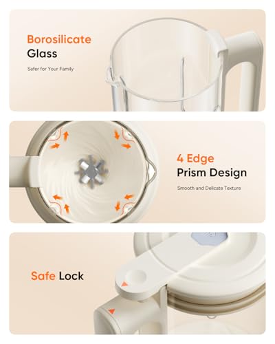 8-in-1 Automatic Nut Milk Maker Machine, 34oz Heated Plant-Based Milk Machine with Auto-Clean, 10-Blade System for Creamy Almond, Oat, Soy & Dairy-Free Milk, 12H Timer - Image 7