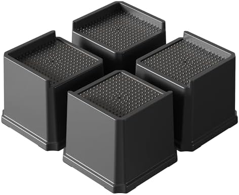 Napnapday Bed Risers 4 Inch Heavy Duty 4 Pack L-Shaped Bed Furniture Elevators 1,500 lbs Lifts Up Riser for Sofa and Table