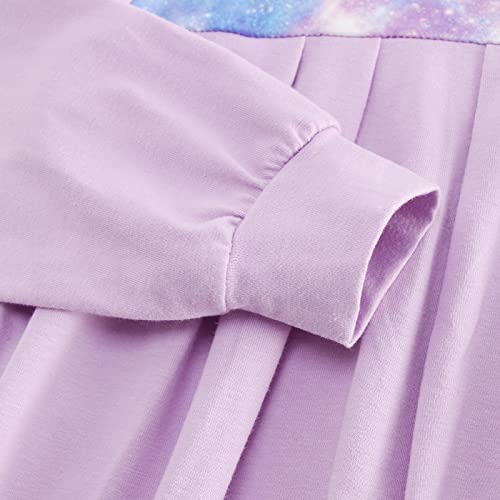 Image of Goodstoworld Girls Galaxy Outfits Winter Fall Spring Long Sleeve Clothing 6-7 Year Old Sweatpants 2pc Light Purple Outfits