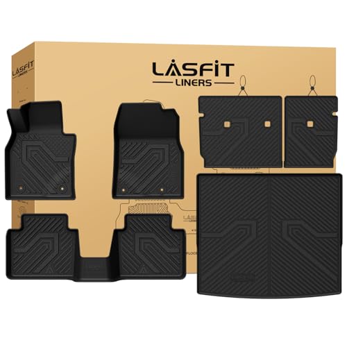 Image of LASFIT Floor Mats & Backrest Mats & Trunk Mat for Mazda CX50 2023-2026 Gas | 100% TPE All Weather Custom Fit Floor Liners Car Mats Automotive Accessories 1st & 2nd Row & Seatback & Cargo Mat Black