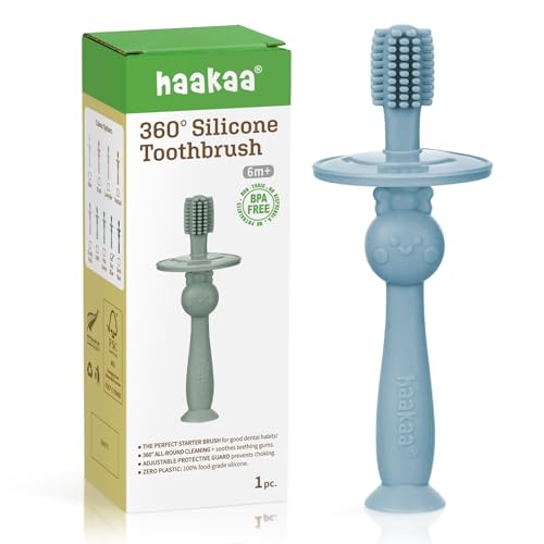 Image of haakaa 360 Baby Toothbrush with Suction Base - Sky Blue