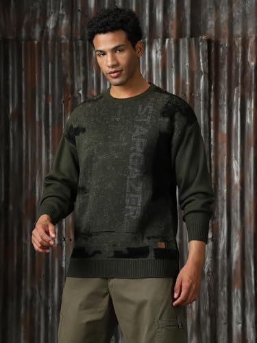 Image of High Star Men Knitted Acrylic Relaxed Fit Round Neck Long Sleeve Sweaters