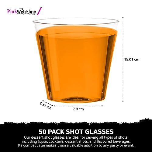 PinkWebShop Pack of 200 Plastic Shot Glasses and Dessert Cups, Clear 200, Small - Image 2