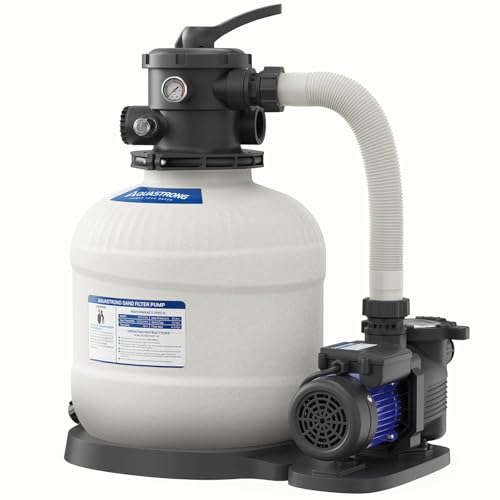 AQUASTRONG 16in Sand Filter Pump for Above Ground Pool, 3/4 HP Pool Pumps Above Ground 3800 GPH for Pools up to 16000 GAL, Sand Pool Filter with 6-Way Valve, Improved Circulation and Filtration