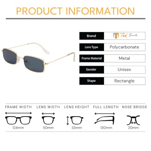 Image of Ted Smith Polycarbonate UV Protection Metal Square Sunglasses