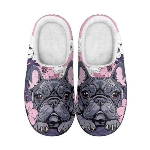 Jeiento Puppy Slippers for Women Holiday Slippers Cozy House Shoes Winter Indoor Fuzzy Slippers