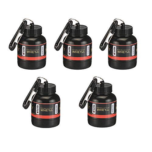 Image of NEW 2024 Whey Bottle Combo - Small Portable Protein Container With Key-Chain, Supplement Powder Carrying Funnel, 30 ml Flask (Pack of 5)