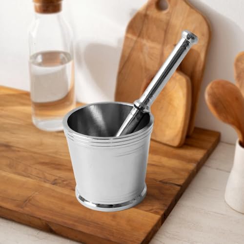 Image of Heavy Duty Stainless Steel Mortar and Pestle Set, Manual Grinding Crusher for Masala Herbs and Spices, Rust Resistant, 2 Piece