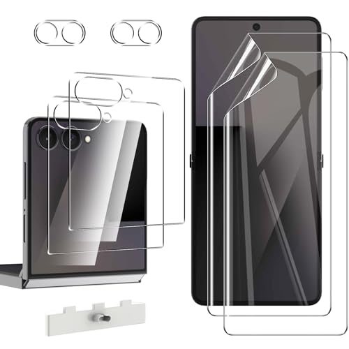 WFTE 2+2+2 Pack Screen Protectors for Samsung Galaxy Z Flip 7/Flip7 Tempered Glass Outer+Soft TPU Film Inner 9H Hardness Anti-Scratch Bubble-Free Screen Protector Camera Lens for Samsung Flip 7