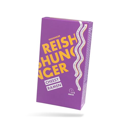 REISHUNGER Cheesy Ramen – 160 g – Cremige, herzhaft käsige Ramen Noodles, 1-2 Portionen, fertig in nur 5 Minuten – Veggie & ohne künstliche Geschmacksverstärker