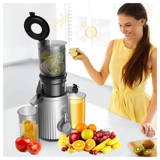 Slow Masticating Machines With Exclusive Filter Technology for High Juice Yield & Easy Clean,4.2'' Extra Large Feed Chute Cold Press Juicer Machine Fit Whole Fruits Vegetables,Silver Grey