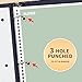 SUNEE Spiral Notebooks Wide Ruled, 1-Subject, 4 Pack, 8 x 10-1/2 inch, 70 Sheets, 3-Hole Punched 70gsm Paper, Green, Grey, Beige, Red for Work, Home & School, Writing Journal