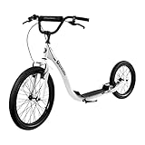 HyperMotion, Escúter para Niños y Adultos con Ruedas infladas y Manillar Ajustable, Carga: hasta 100 kg, Patinete Urbano con Ruedas Grandes y Marco de Acero, Blanco