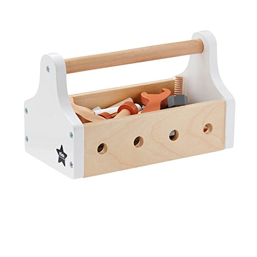 Kids Concept Children's Toy Tool Box with Accessories in White & Natural
