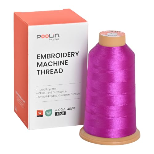 Image of Poolin Polyester Machine Embroidery Thread 4000M 40WT Magenta 1058 | Smooth Feeding with Stable Tension for Clean, Consistent Stitching on Home and Commercial Embroidery Machines