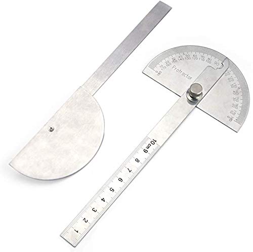 Nortools Protractor - Angle Finder Stainless Steel 0-180° Round Head Adjustable Protractors Ruler Woodworking Machinist Craftsman Ruler Machinist Tools(10 cm/ 3.94 Inch)