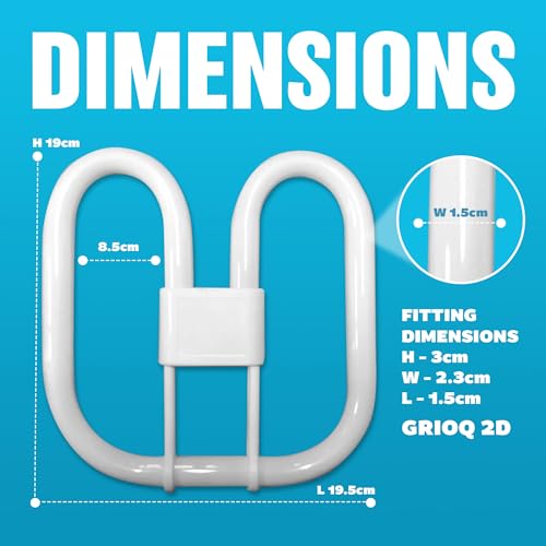 Set Of 2 Fluorescent Light Bulb - 28w 2 Pin Slim Compact Design | High Efficiency Energy Saving Lamp | 10,000 Hours Max Lifetime | Home, Office, Bathroom, Garage, Shed - 2-Pin White GR8 3500k 28 Watt