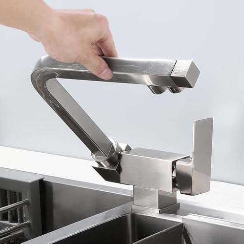 Robinet de cuisine en laiton brossé 3 en 1 pivotant et durable