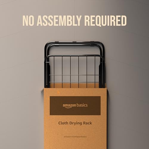 amazon basics Premium Cloth Drying Stand - 3 Way Folding, 42 Feet Drying Length, Lightweight, 20 Drying Rails (Black) Alloy Steel Pack of 1