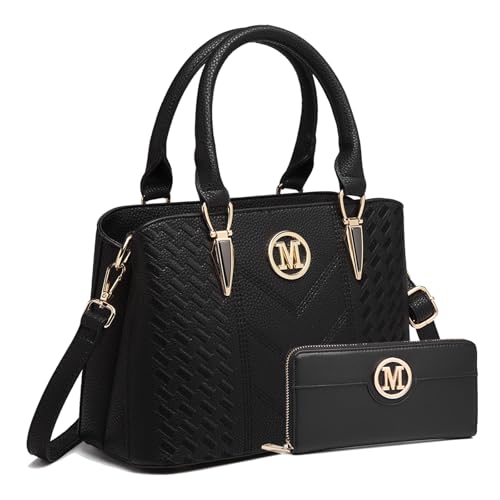 Miss Lulu Handtasche Damen Mittelgroß Henkeltasche Elegante Schultertasche Tasche für Damen mit Lychee Muster damenhandtasche aus PU Leder mit Abnehmbarer Schultergurt