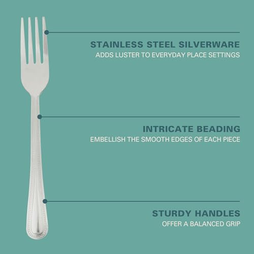 Image of Gibson Home Aston 45-Piece Stainless Steel Flatware Set with Tray and Serving Utensils - Silverware Service for 8