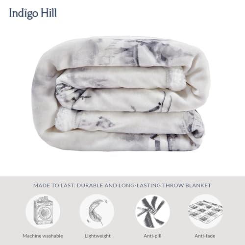 Image of Paseo Road Indigo Hill by HiEnd Accents Ski Toile 54x68 Throw Blanket