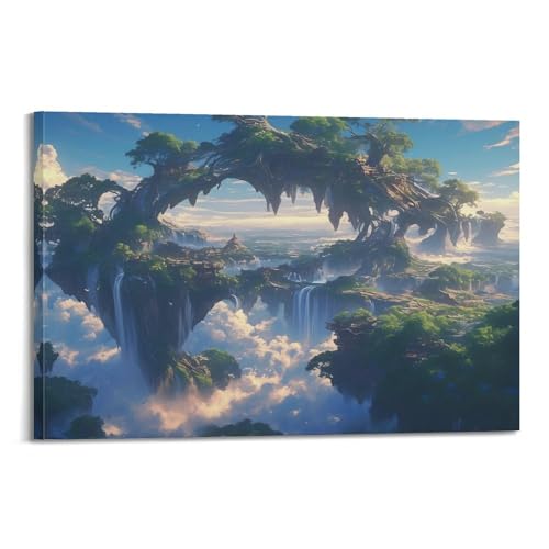 CXHJCQ Waterfall Poster Suspended Heart Island Falls Echo Poster Decorative Painting Canvas Wall Posters And Art Picture Print Modern Family Bedroom Decor Posters 24x36inch(60x90cm)