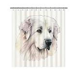 Ganshan Bi Funny Great Pyrenees Dog Portrait Shower Curtain Watercolor Animal Pet Puppy Print Bath Curtains for Bathroom Home Decoration with 12 Hooks 66x72 Inch