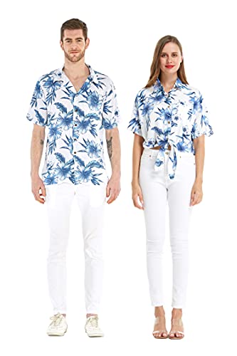 Matchable Couple Hawaiian Luau Tie Front Top in Day Dream Bloom, Women, M