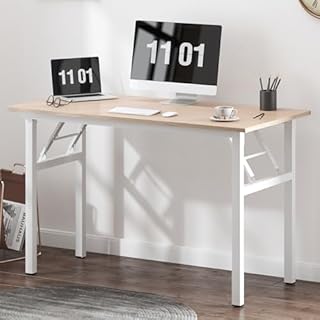 SDHYL Table pliante pour ordinateur, bureau, table de bureau à domicile, bureau pliable pour bureau à domicile, petits espaces, érable / blanc, 120 x 60 cm