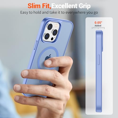 Image of SUPFINE Magnetic for iPhone 15 Pro Case (Compatible with MagSafe) (Military Grade Drop Protection) Translucent Matte Shockproof with Anti-Fingerprint Phone Case,Blue Purple