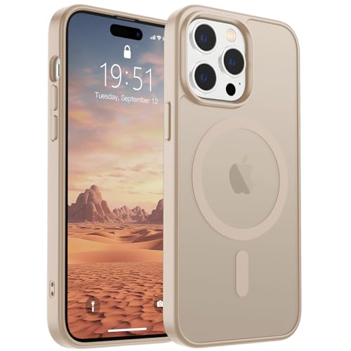 SUPFINE Magnetic for iPhone 14 Pro Max Case(Compatible with MagSafe)(Military Grade Drop Protection) Slim Translucent Matte Shockproof with Anti-Fingerprint Phone Case,Desert Gold
