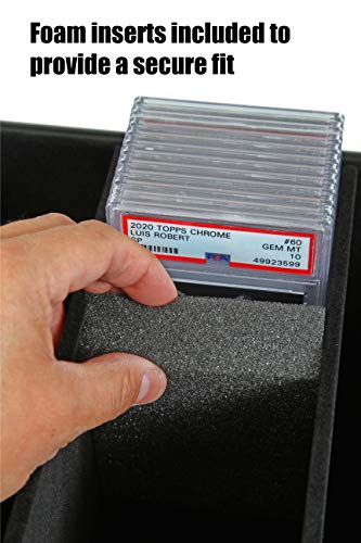 2TUFF Graded Card One-Touch and Screwdown Sports Card Case - Fits PSA Graded BGS Graded Slabbed Cards One Touch Screw Down Cases and Project 2020 Cards with Sleeves - 4 Slots with Lock and Key Latch