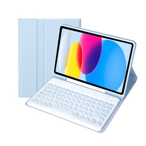 Teclado redondo para Samsung Galaxy Tab S11 funda protectora Ice Blue de 11"